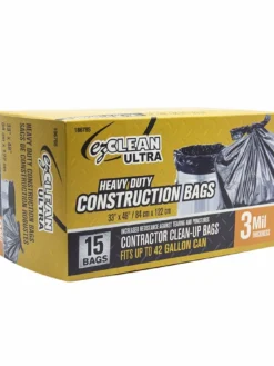 EZ Clean Ultra Heavy Duty Construction Clean Up Bags - 3 Mil Thickness - 33" X 48" Size - Box Of 15