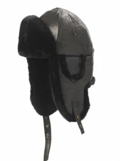 Crowncap Sheared Beaver Long Aviator | Black/Black