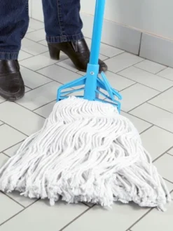 Globe Commercial Products Cleaning Tools Combo Mop Set - 20 Oz Synthetic Mop W/ 54" Metal Quick Release Handle
