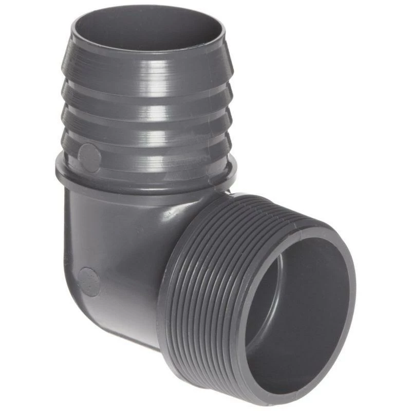 Cleanflow Poly Pipe PVC 90 Elbow, Insert X MPT | Limited Size Selection 3 Cleanflow Poly Pipe PVC 90 Elbow, Insert X MPT | Limited Size Selection