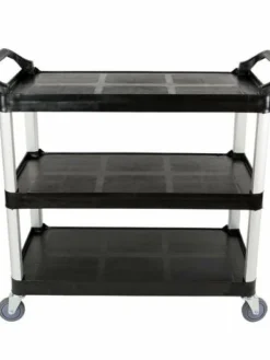 Globe Commercial Products Black Sturdy Utility Carts Cleaning Tools