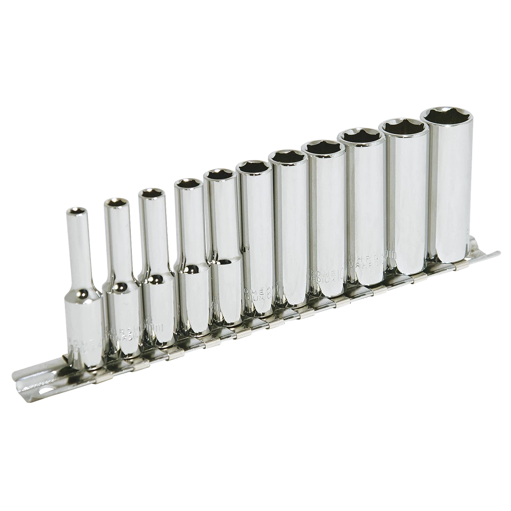 Hand Tools Jet 1/4" Drive Metric Chrome Socket Set - 6 Point - 11 Piece - DEEP 3 Hand Tools Jet 1/4" Drive Metric Chrome Socket Set - 6 Point - 11 Piece - DEEP