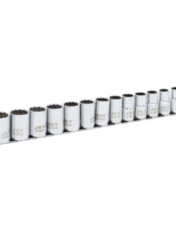 Jet 1/2" Drive Metric Chrome Socket Set - 12 Point - 14 Piece