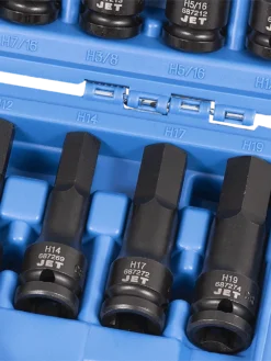 Jet 1/2" Drive SAE/Metric Impact Socket | Hex Bit Set | 3" Length | 16 Piece Power Tool Accessories 7 Jet 1/2