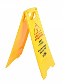 Globe Commercial Products Yellow Wet Floor Sign - English/French Cleaning Tools