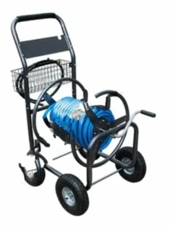 New-Line Blue Serpent Commercial-Grade 4-Wheeled Reel Mount Garden Hose & Nozzle Kit Hose And Fittings