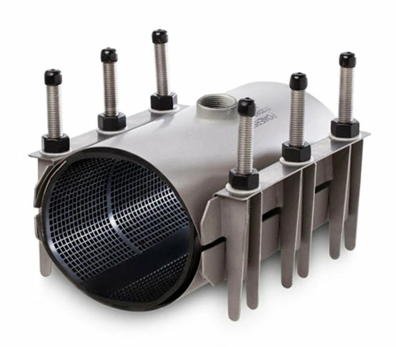 Waterworks Products Robar Double Section 5626 All Stainless Tapped Repair Clamps | 12" Length | CC Threaded Tap 3 Waterworks Products Robar Double Section 5626 All Stainless Tapped Repair Clamps | 12" Length | CC Threaded Tap