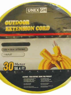 Unex Outdoor Extension Cord - 10 Gauge - 15A Rated - Single Outlet Lighting
