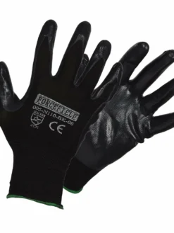 Forcefield Black Seamless Knit Nylon Gloves With Nitrile Palm | M-2XL | Pack Of 12 Pairs
