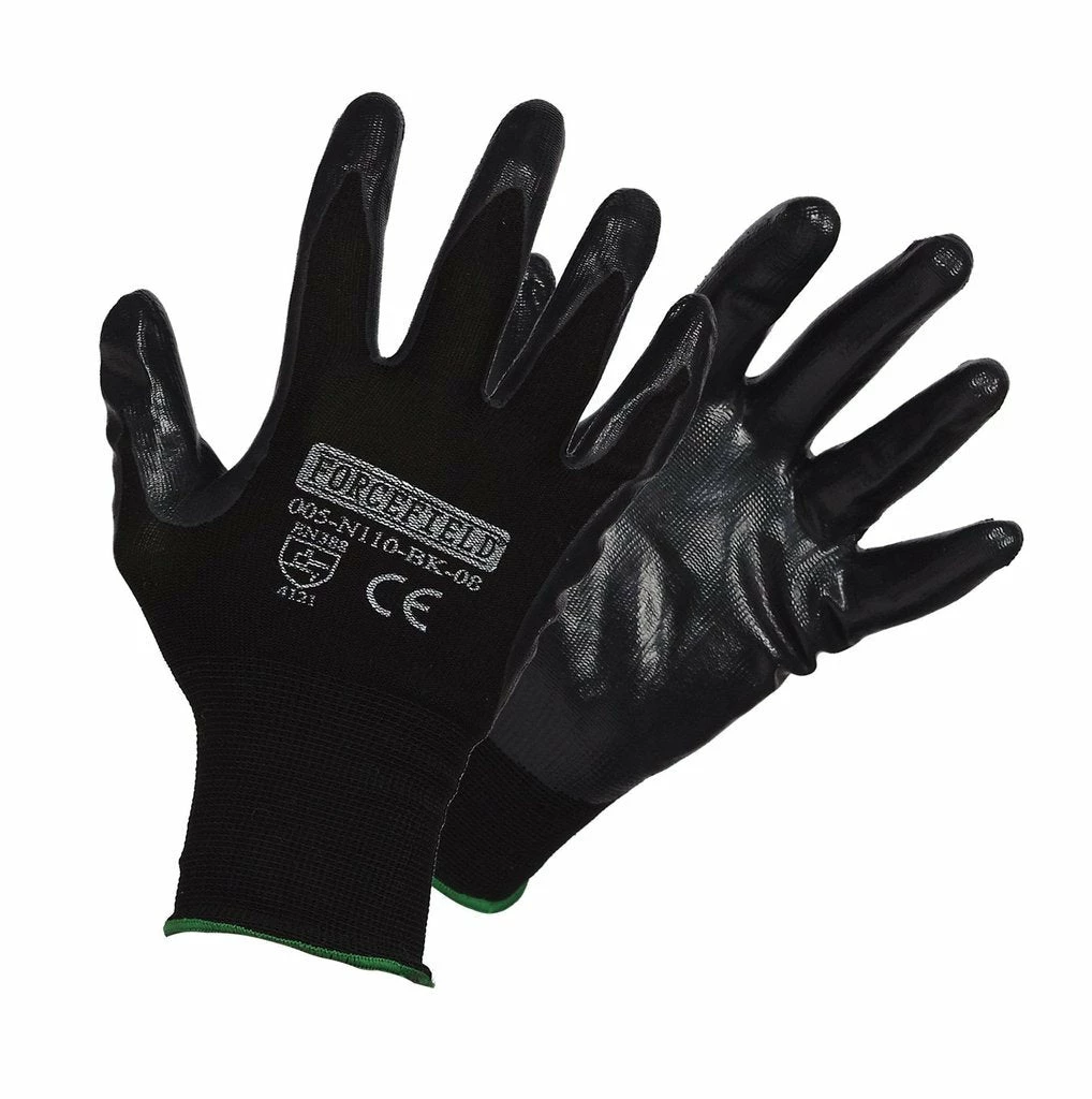Forcefield Black Seamless Knit Nylon Gloves With Nitrile Palm | M-2XL | Pack Of 12 Pairs 3 Forcefield Black Seamless Knit Nylon Gloves With Nitrile Palm | M-2XL | Pack Of 12 Pairs