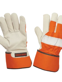Tough Duck Hi-Vis 100G Thinsulate Premium Cowgrain Leather Winter Work Gloves