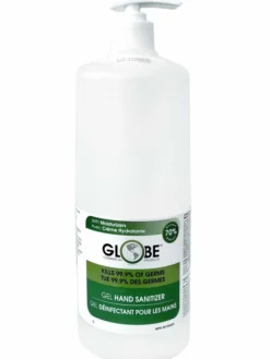 Globe Commercial Products Clear Gel Hand Sanitizer With Moisturizers - 70% Alcohol - 1000 Ml Pump Bottle - Case Of 12 Bottles