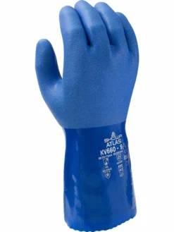Showa KV660 Super Flexible Triple-Dipped PVC Chemical Resistant Safety Glove With Kevlar Liner (Pack Of 12 Pairs) - Cut Level A2