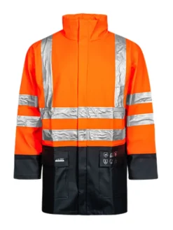 Lyngsoe Rainwear Flame Resistant Work Wear Lyngsoe Flame Resistant HI VIS Rain Jacket In Heavy Quality PVC/PE-CO | Sizes S - 4XL