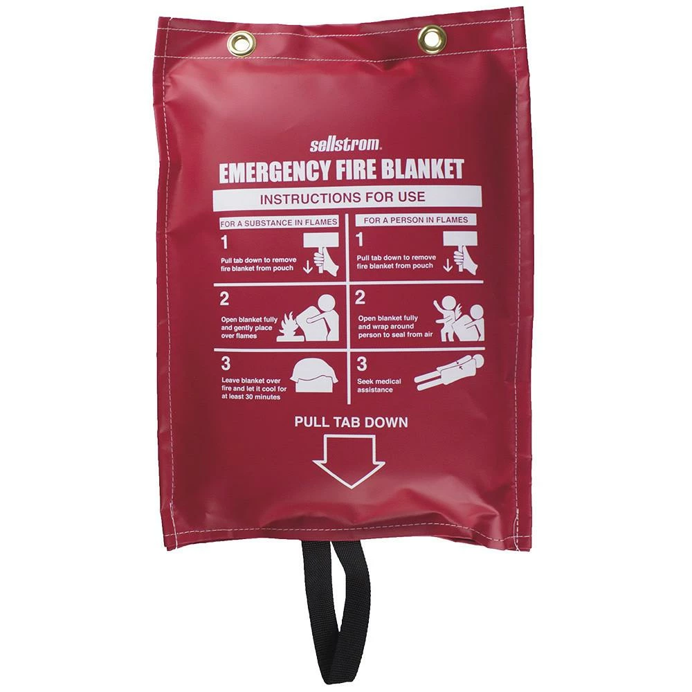 Sellstrom Emergency Fire Blanket - Red Vinyl Hanging Pouch Safety Supplies 3 Sellstrom Emergency Fire Blanket - Red Vinyl Hanging Pouch Safety Supplies