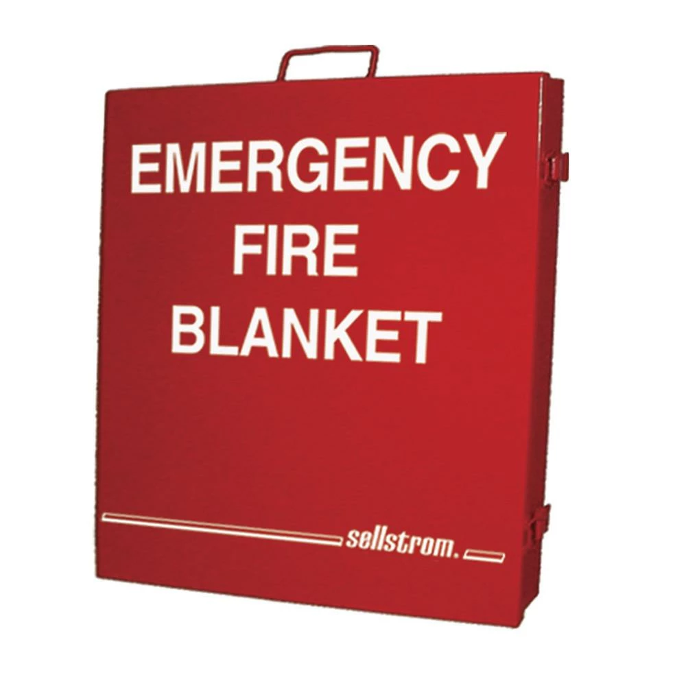 Sellstrom Emergency Fire Blanket - Red Metal Storage Cabinet Safety Supplies 3 Sellstrom Emergency Fire Blanket - Red Metal Storage Cabinet Safety Supplies