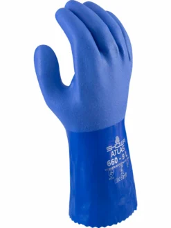 Showa Atlas 660 Super Flexible Triple-Dipped PVC Coated Chemical Resistant Safety Glove With Cotton Liner (Pack Of 12 Pairs)
