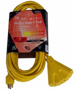 Unex Outdoor Extension Cord - 14 Gauge - 13A Rated - Triple Outlet Lighting