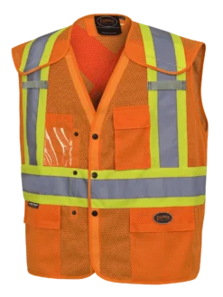 Pioneer Hi Viz Drop Shoulder Safety Vest With Snaps - Poly Mesh | Sizes Small - 5XL