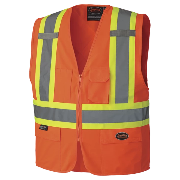 Pioneer Hi Viz Zipper Front Safety Vest - Tricot Poly | Sizes Small - 5XL Hi-Vis Work Wear 6 Pioneer Hi Viz Zipper Front Safety Vest - Tricot Poly | Sizes Small - 5XL Hi-Vis Work Wear