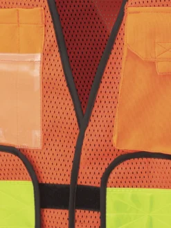 Hi-Vis Work Wear Pioneer Hi Viz All-Purpose Safety Tear-Away Vest - Poly Mesh Pockets | Orange | One Size