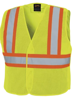 Hi-Vis Work Wear Pioneer Hi Viz Safety Tear-Away Poly Mesh Vest - One Size Fits Most