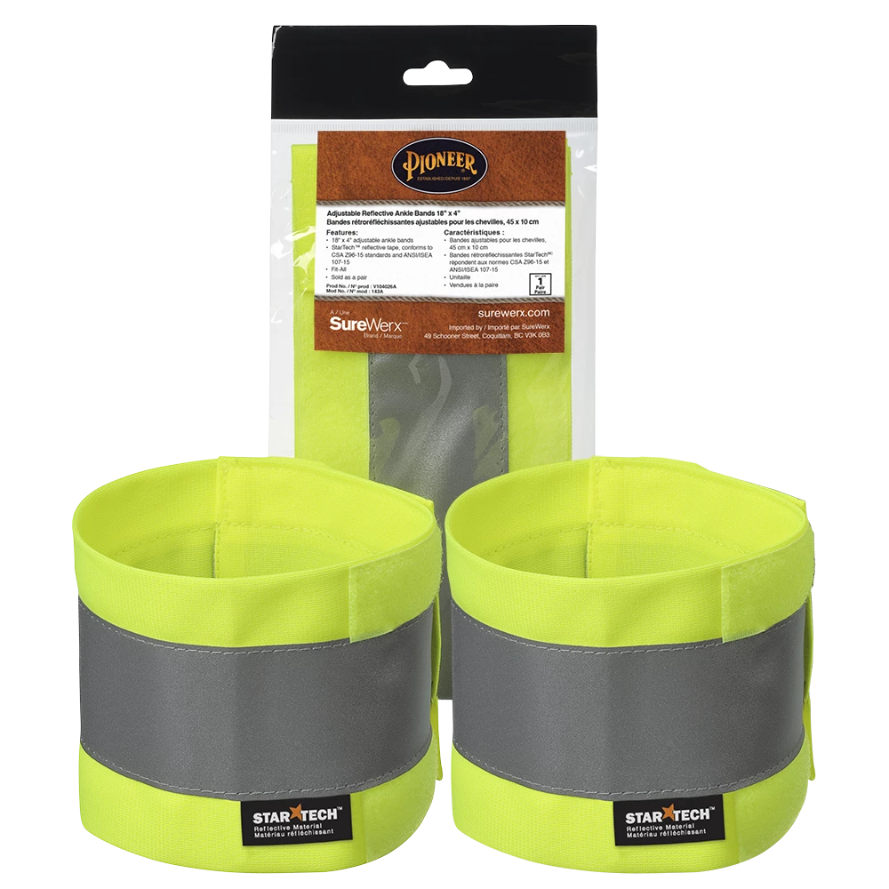 Pioneer Hi Viz 4" Adjustable Reflective Ankle Bands (Pair) Hi-Vis Work Wear 3 Pioneer Hi Viz 4" Adjustable Reflective Ankle Bands (Pair) Hi-Vis Work Wear