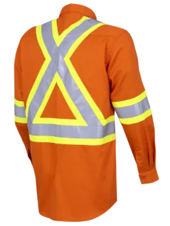 Hi-Vis Work Wear Pioneer Ultra Cool Cotton Twill Button Down Collared Safety Shirt | Orange | Sizes Small - 4XL