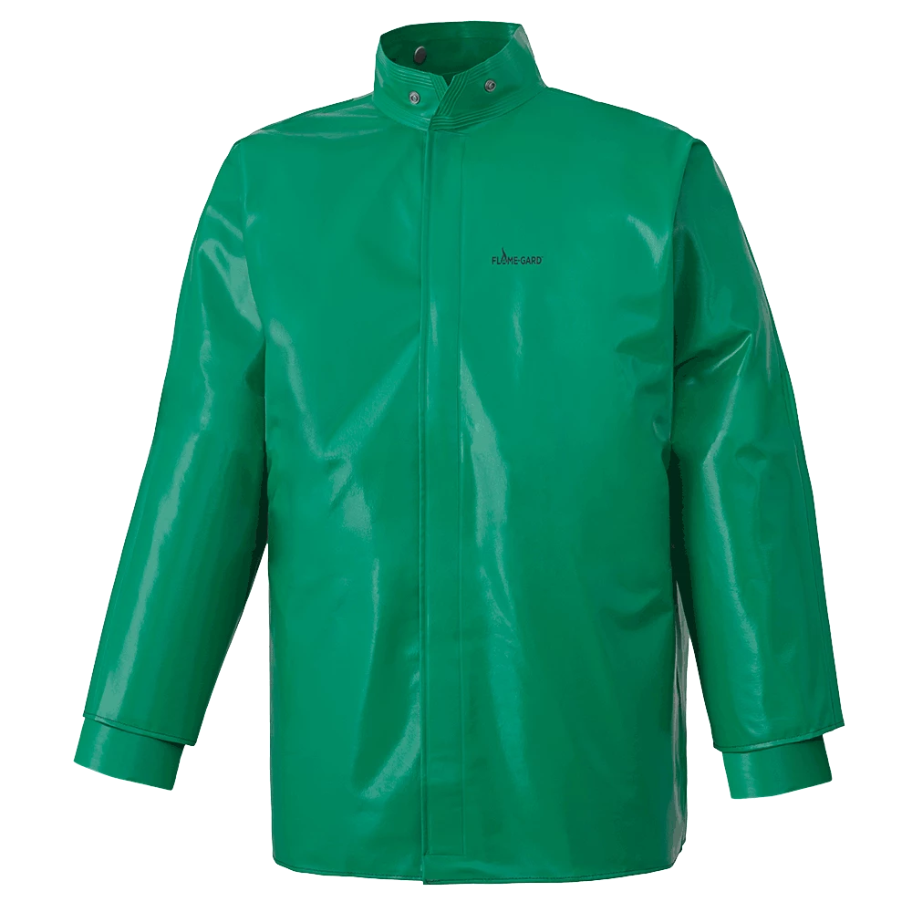 Flame Resistant Work Wear Ranpro CA-43® FR Chemical/Acid Resistant Jacket - PVC/Poly | Green | Sizes Small - 4XL 3 Flame Resistant Work Wear Ranpro CA-43® FR Chemical/Acid Resistant Jacket - PVC/Poly | Green | Sizes Small - 4XL