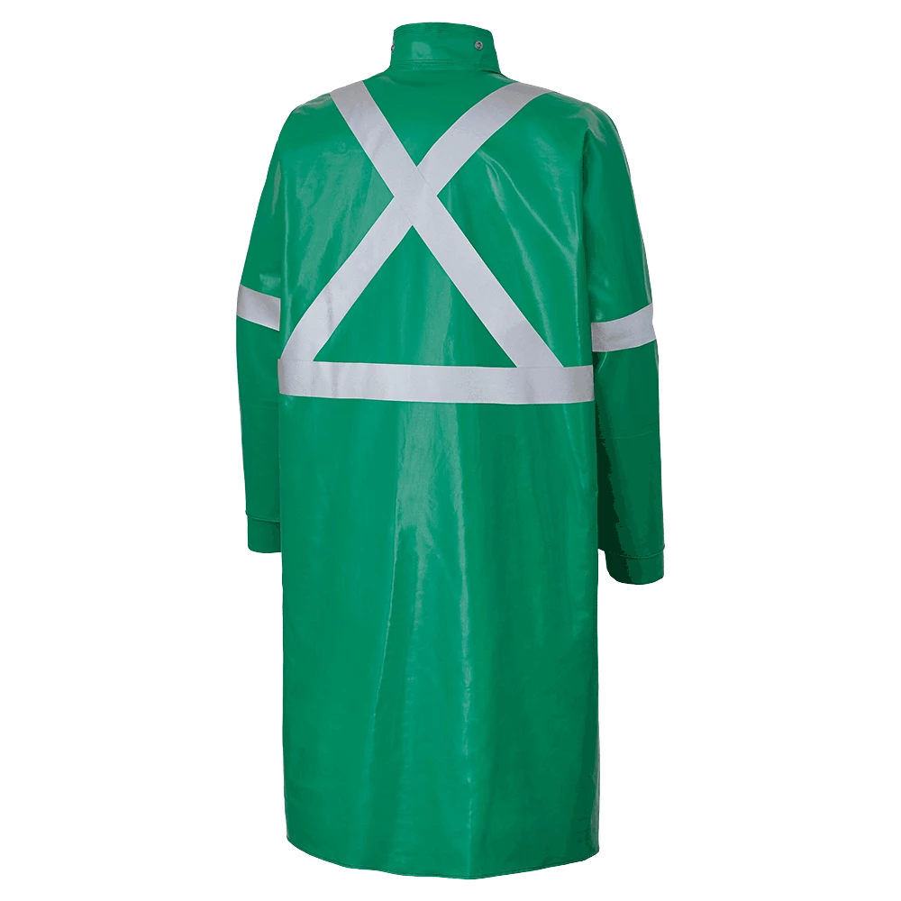 Flame Resistant Work Wear Ranpro CA-43® FR Chemical/Acid Resistant Long Safety Coat - PVC/Poly | Green | Sizes Small - 3XL 4 Flame Resistant Work Wear Ranpro CA-43® FR Chemical/Acid Resistant Long Safety Coat - PVC/Poly | Green | Sizes Small - 3XL