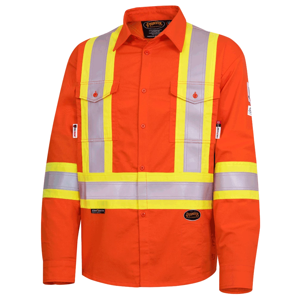 Pioneer FR-TECH® FR/ARC Rated 7 Oz Hi Viz Safety Shirt - 88/12 | Orange | Small - 4XL 3 Pioneer FR-TECH® FR/ARC Rated 7 Oz Hi Viz Safety Shirt - 88/12 | Orange | Small - 4XL