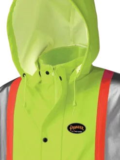 Pioneer FR WATERPROOF SFTY LONG COAT | PU STRETCH / DET. HOOD | Sizes S - 5XL