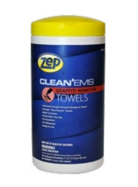 Zep Clean'ems Industrial Graffiti Cleaner Towels | 45 Count Tub - Case Of 6 3 Zep Clean'ems Industrial Graffiti Cleaner Towels | 45 Count Tub - Case Of 6