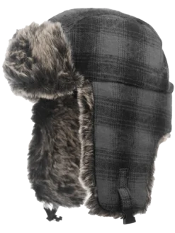 Tough Duck Classic Plaid Aviator Hat | Grey-Black Plaid Work Hats