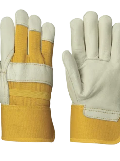 Pioneer 531 Premium Rubberized Cuff One-Piece Palm Cowgrain Gloves (Outside Elastic) | Pack Of 12 Pairs Work Gloves