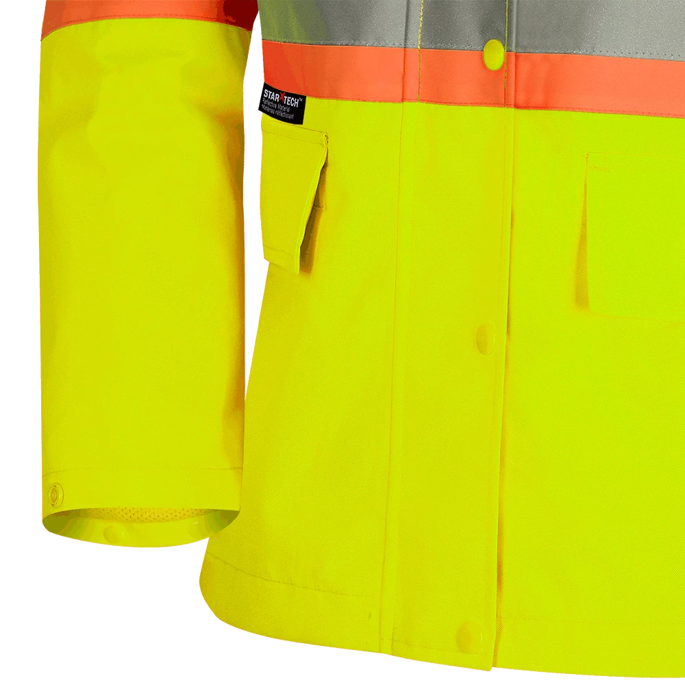 Hi-Vis Work Wear Pioneer "The Rock" Women's 300D Oxford Polyester Waterproof Safety Rain Jacket 5 Hi-Vis Work Wear Pioneer "The Rock" Women's 300D Oxford Polyester Waterproof Safety Rain Jacket