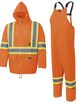 Hi-Vis Work Wear Pioneer 150D Oxford Poly/PVC Hi Vis Rain Suit | S-4XL