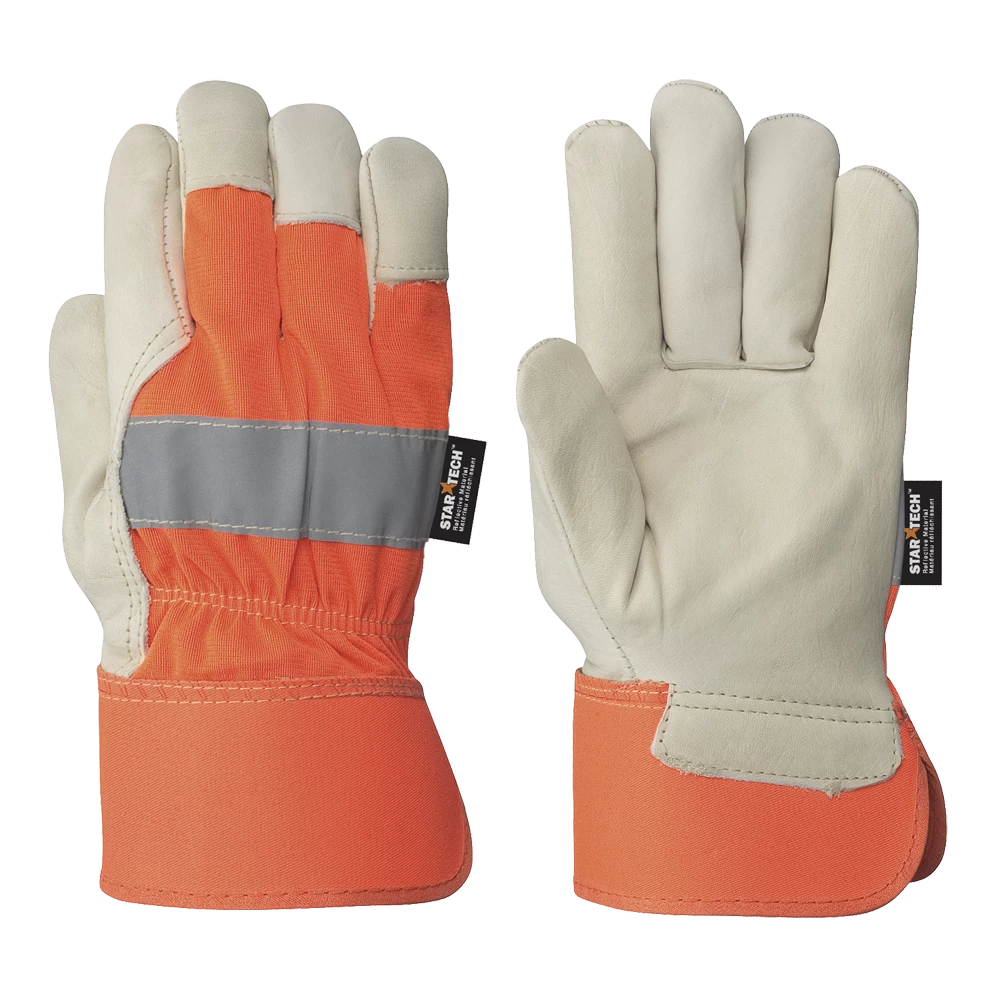 Pioneer 536 Hi Vis Fitter's Cowgrain Gloves (Inside Elastic) | Pack Of 12 Pairs 3 Pioneer 536 Hi Vis Fitter's Cowgrain Gloves (Inside Elastic) | Pack Of 12 Pairs