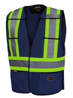 Hi-Vis Work Wear Pioneer Hi Viz Safety Tear-Away Poly Mesh Vest - One Size Fits Most
