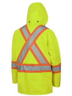 Hi-Vis Work Wear Pioneer 150D Waterproof Hi Vis Rain Jacket | XS-5XL