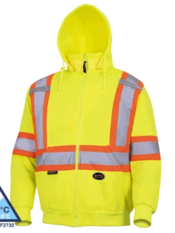 Pioneer Heavyweight Polyester Fleece Safety Hoodie | S-4XL Hi-Vis Work Wear