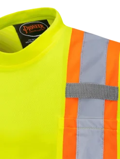 Hi-Vis Work Wear Pioneer Hi Viz Birdseye Safety T-Shirt W/ Tape On Sleeve | Sizes XS - 5XL
