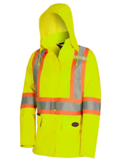 Hi-Vis Work Wear Pioneer "The Rock" Women's 300D Oxford Polyester Waterproof Safety Rain Jacket