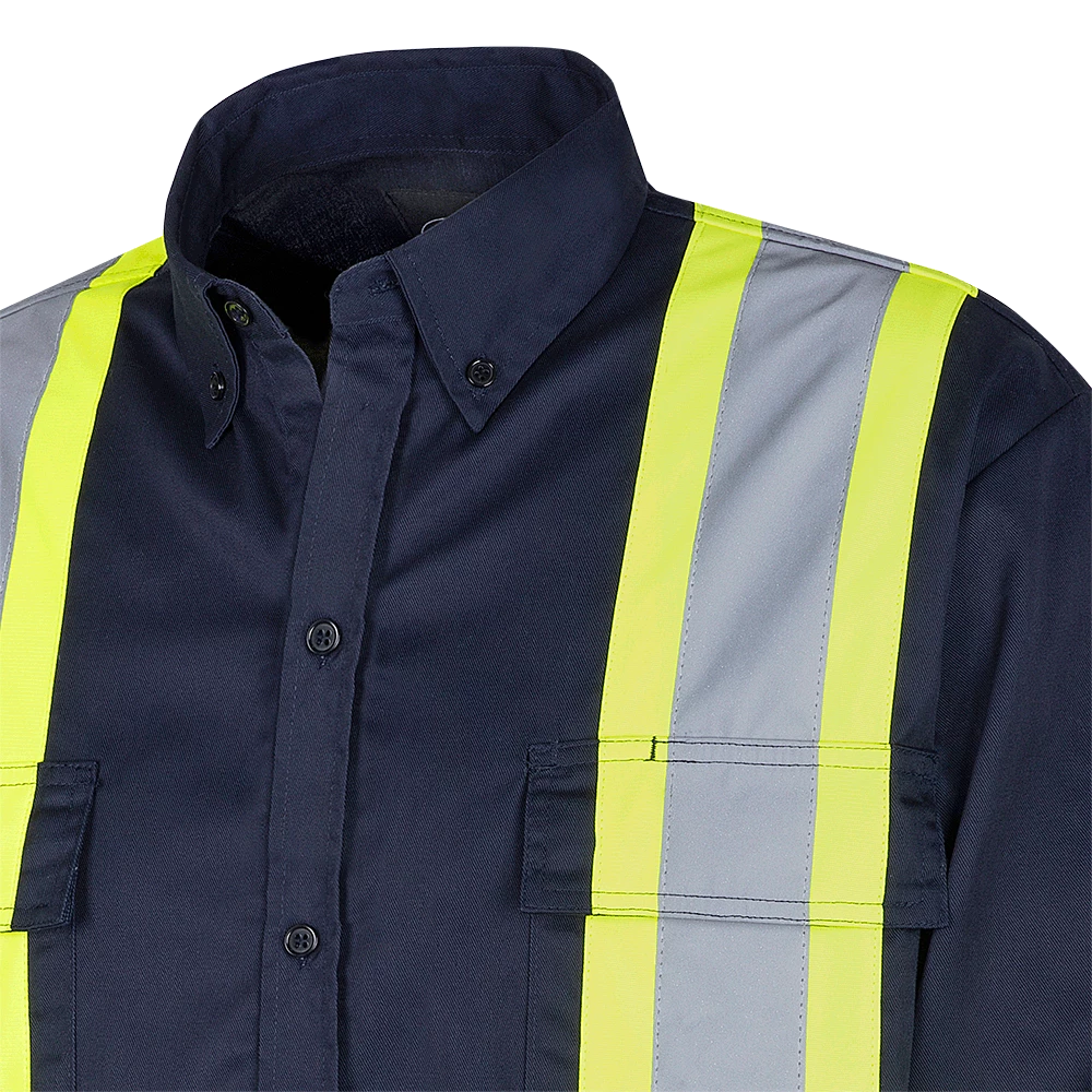 Pioneer Hi Viz Poly/Cotton Work Shirt | Navy | Sizes S - 4XL 5 Pioneer Hi Viz Poly/Cotton Work Shirt | Navy | Sizes S - 4XL