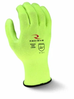 Radians Hi-Viz Breathable Polyester Gloves With Polyurethane Grip - Pack Of 12 Pairs Work Gloves
